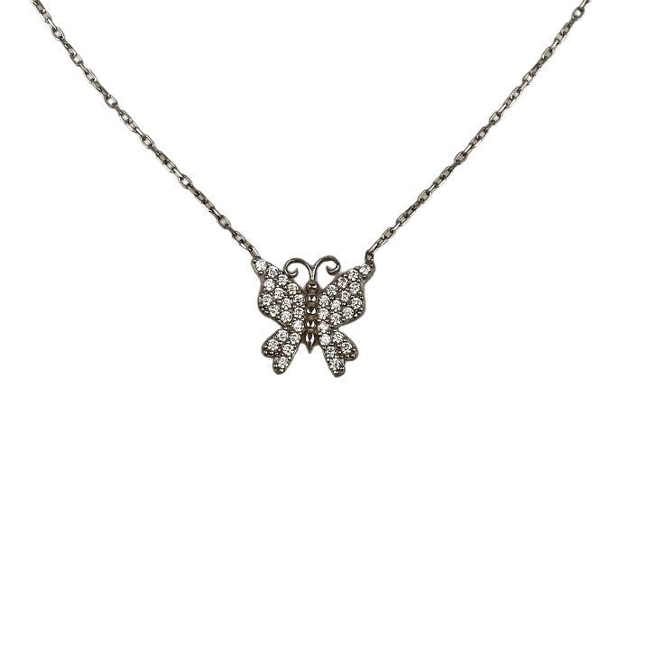 Colier Argint 925, Fluture cu Zirconii 40 cm - vivimall.ro
