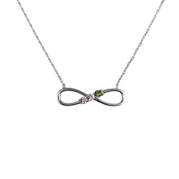 Colier Argint 925, Infinit cu Trei Zirconii Multicolore 40 cm - vivimall.ro