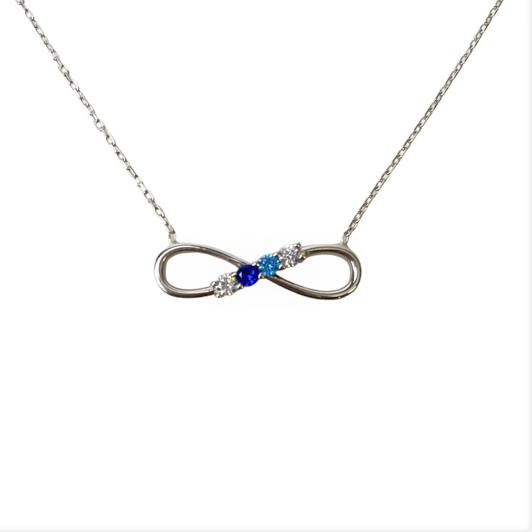 Colier Argint 925, Infinit cu Zirconii Albastre 40 cm - vivimall.ro