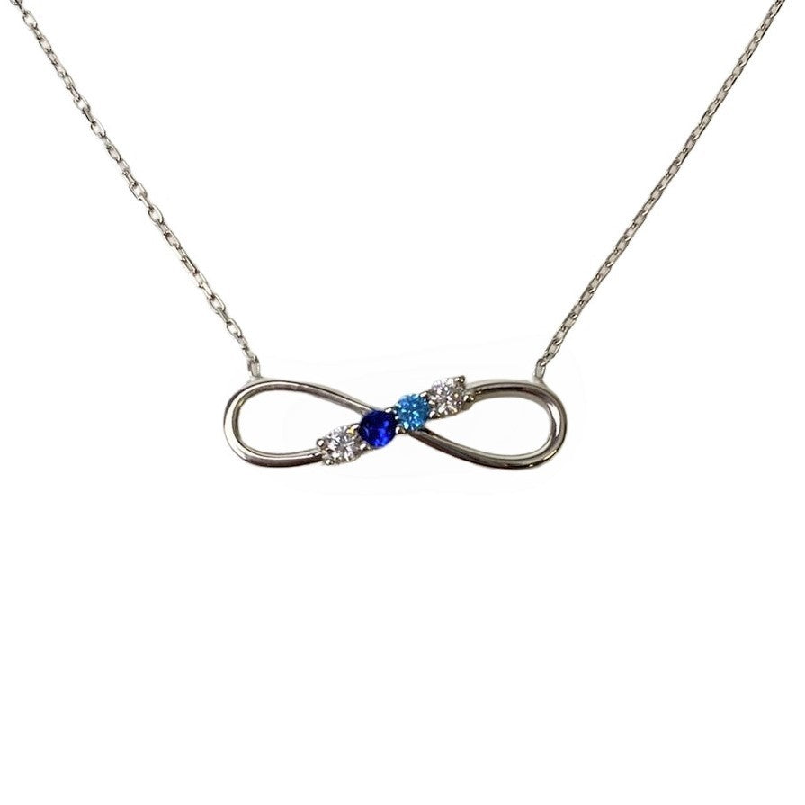 Colier Argint 925, Infinit cu Zirconii Albastre 40 cm - vivimall.ro