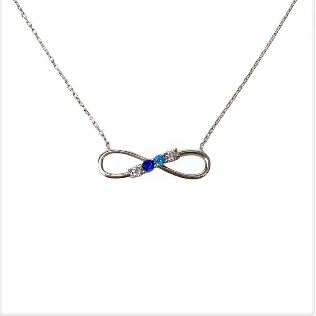 Colier Argint 925, Infinit cu Zirconii Albastre 40 cm - vivimall.ro
