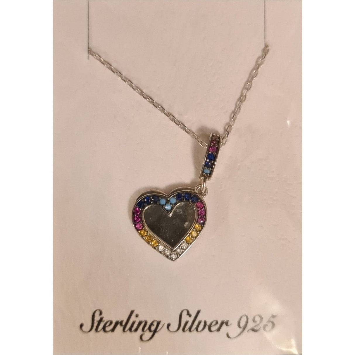 Colier Argint 925 Inima cu Oglinda, cu Zirconiu, Colorat
