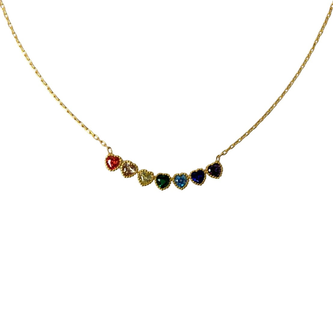 Colier Argint 925, Inimi Colorate Placat cu Aur 41 cm - vivimall.ro