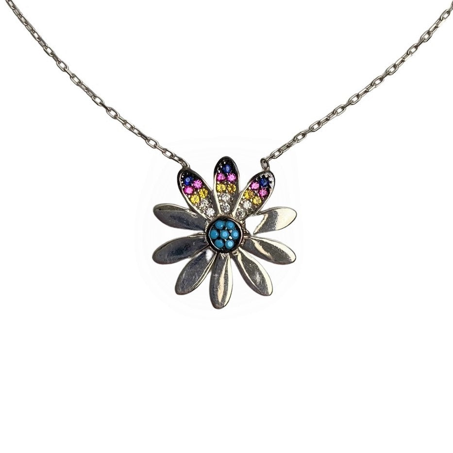 Colier Argint 925, Margareta cu Zirconii Colorate 41 cm - vivimall.ro