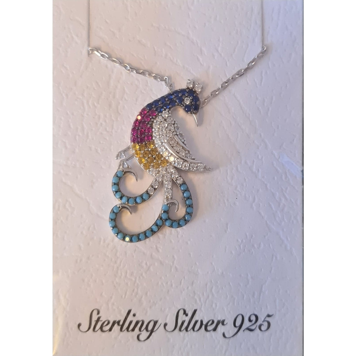 Colier Argint 925 Paun cu Coronita, cu Zirconiu, Colorat - vivimall.ro