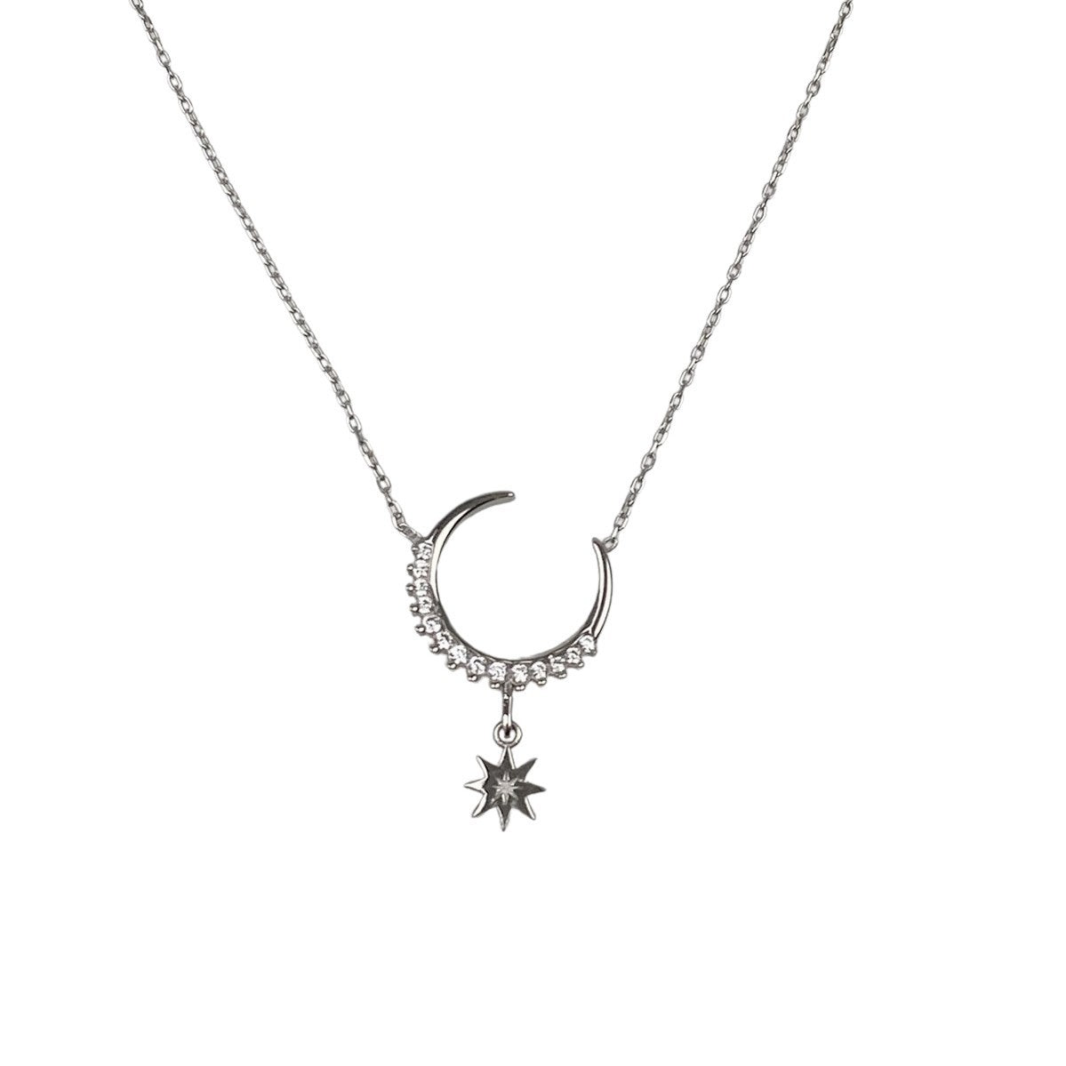 Colier din Argint 925, Semiluna cu Zirconii 47 cm - vivimall.ro