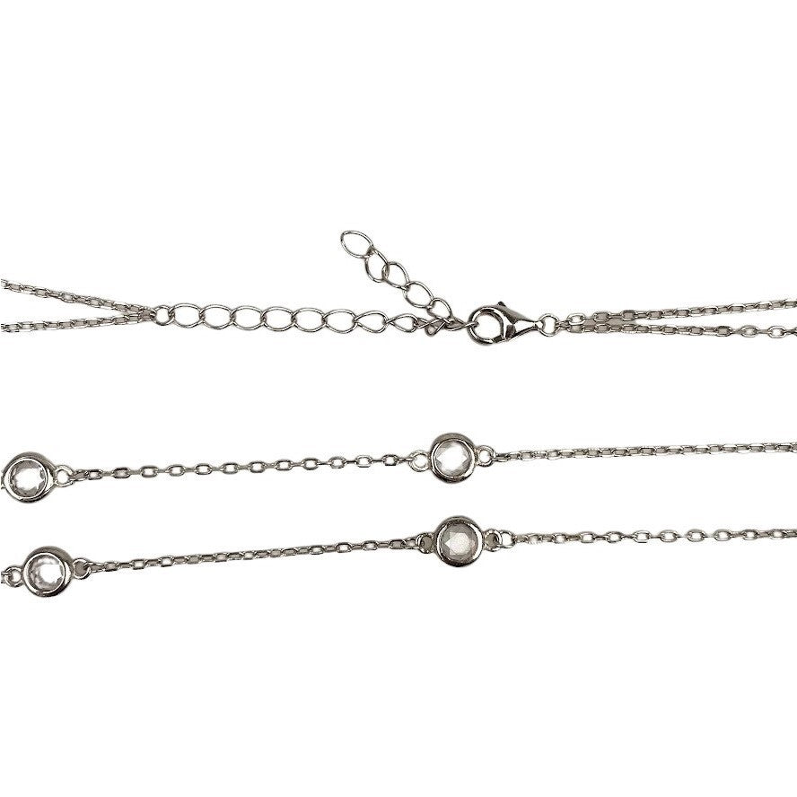 Colier Dublu din Argint 925 cu Pietre, Reglabil 40+6 cm - vivimall.ro