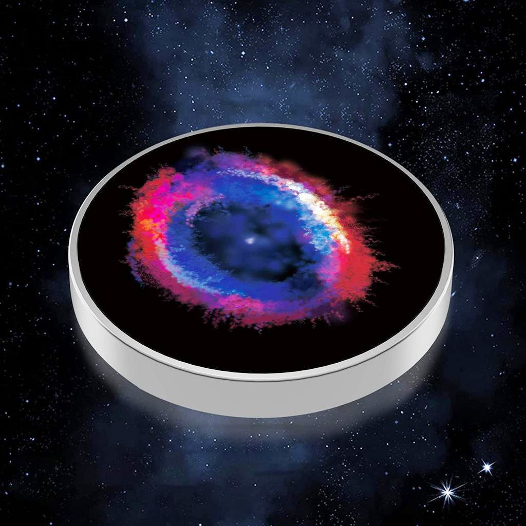 Fidget spinner metalic Flippy cu efect optic galaxie, detaliu textură oțel inoxidabil argintiu