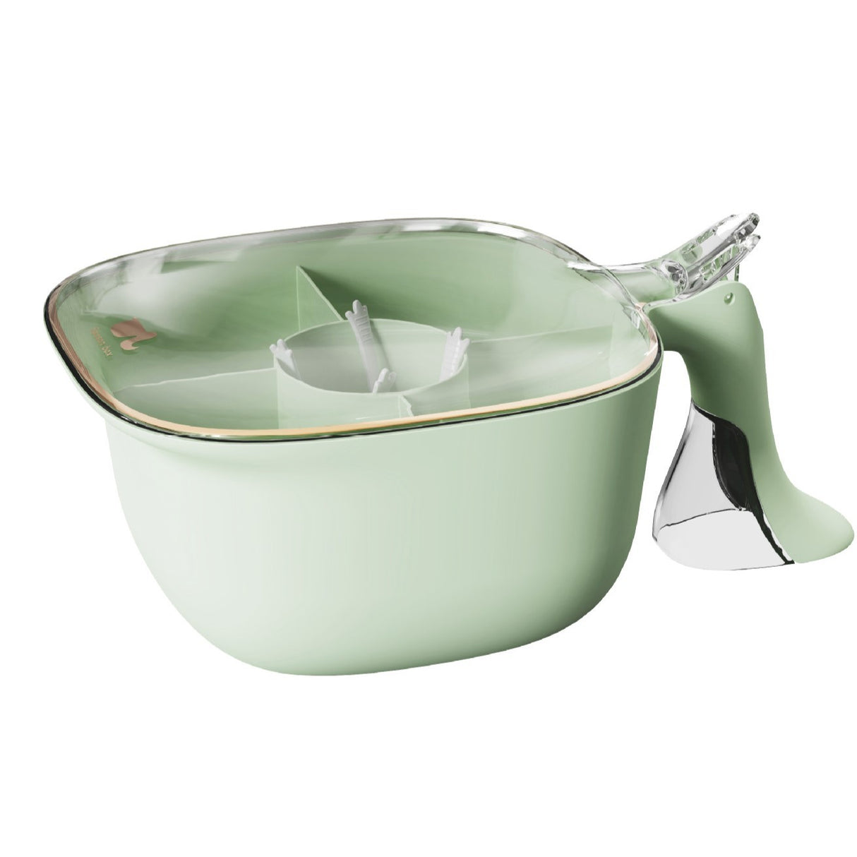 Cutie de Depozitare a Condimentelor, Vivimall, de Uz Casnic, cu Maner Stabil, cu Capac, 4 Compartimente Principale, 21 x 14 x 10 cm, Verde - vivimall.ro