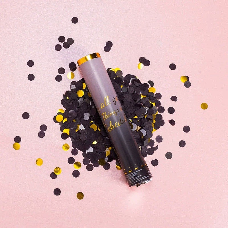 Tun Confetti Petrecere, Flippy, Lungime 30 cm, Negru/Auriu