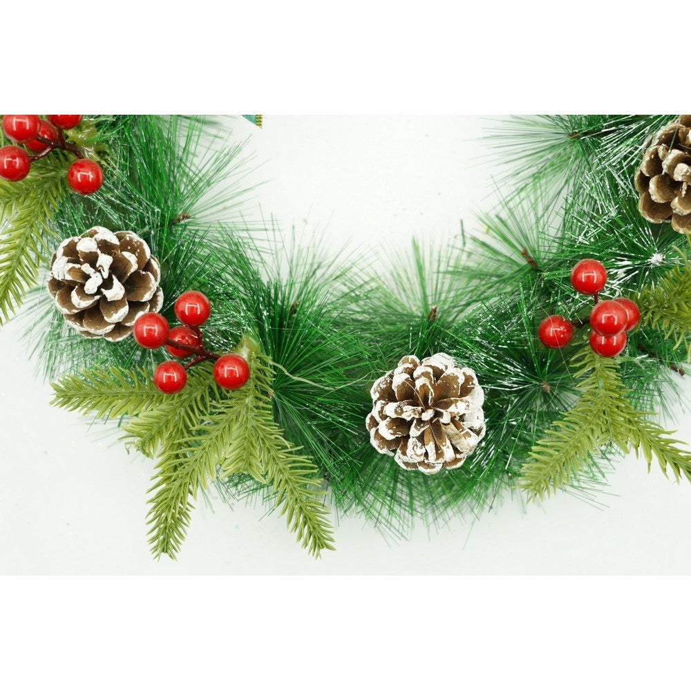 Coronita de Craciun pentru usa, Rosu/Verde, 40 cm, PVC, Artificiala, Decorata, Interior/Exterior, Flippy - vivimall.ro