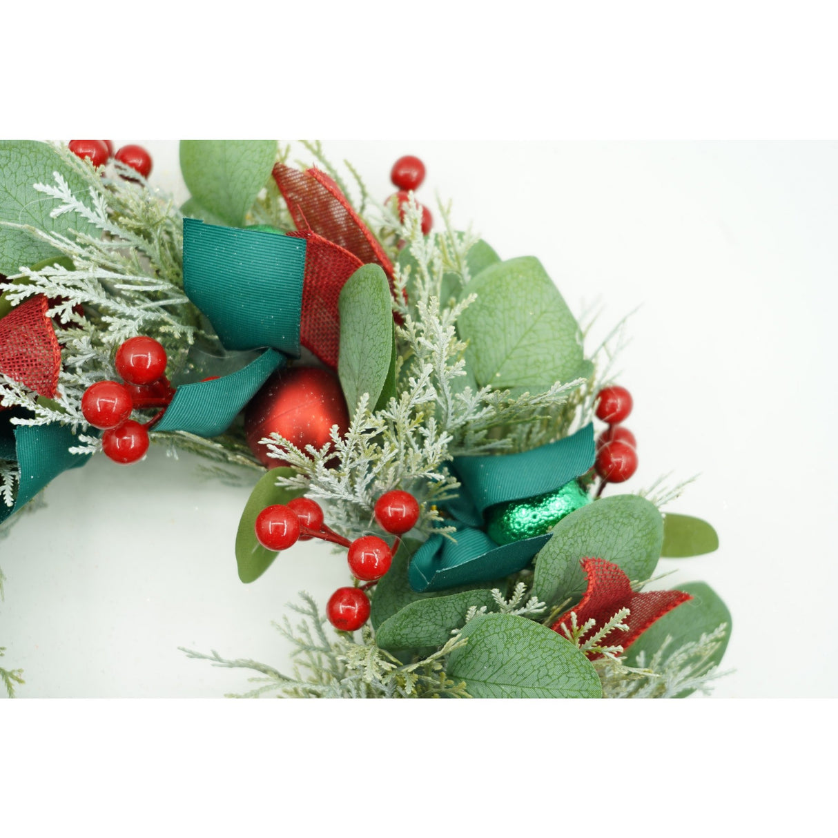 Coronita de Craciun pentru usa, Verde/Rosu, 40 cm, PVC, Artificiala, Decorata, Interior/Exterior, Flippy - vivimall.ro