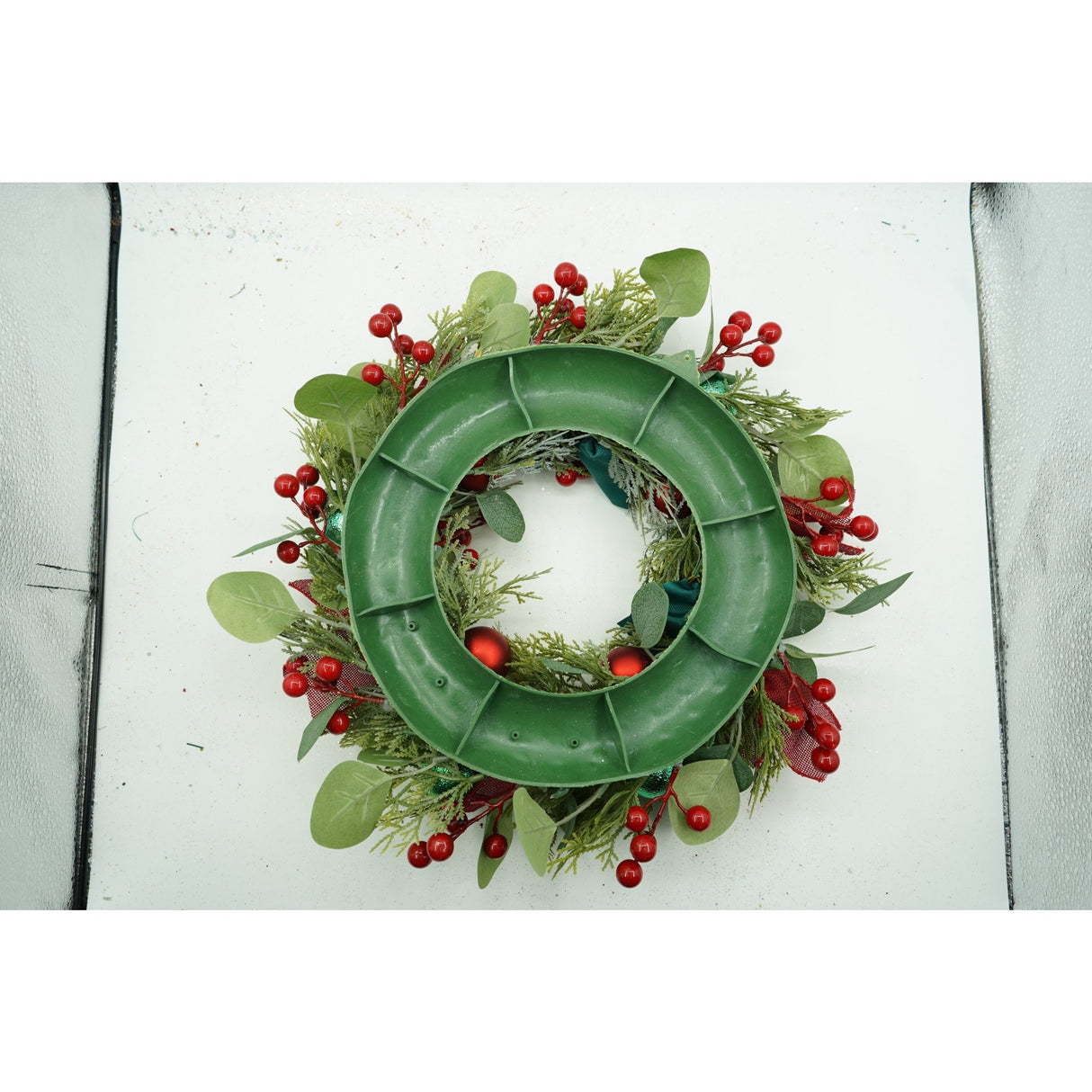 Coronita de Craciun pentru usa, Verde/Rosu, 40 cm, PVC, Artificiala, Decorata, Interior/Exterior, Flippy - vivimall.ro
