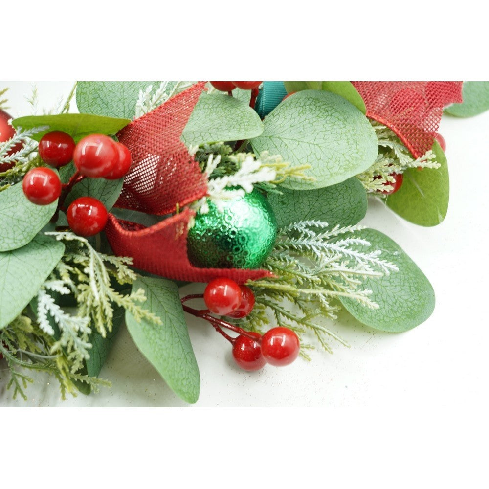 Coronita de Craciun pentru usa, Verde/Rosu, 40 cm, PVC, Artificiala, Decorata, Interior/Exterior, Flippy - vivimall.ro