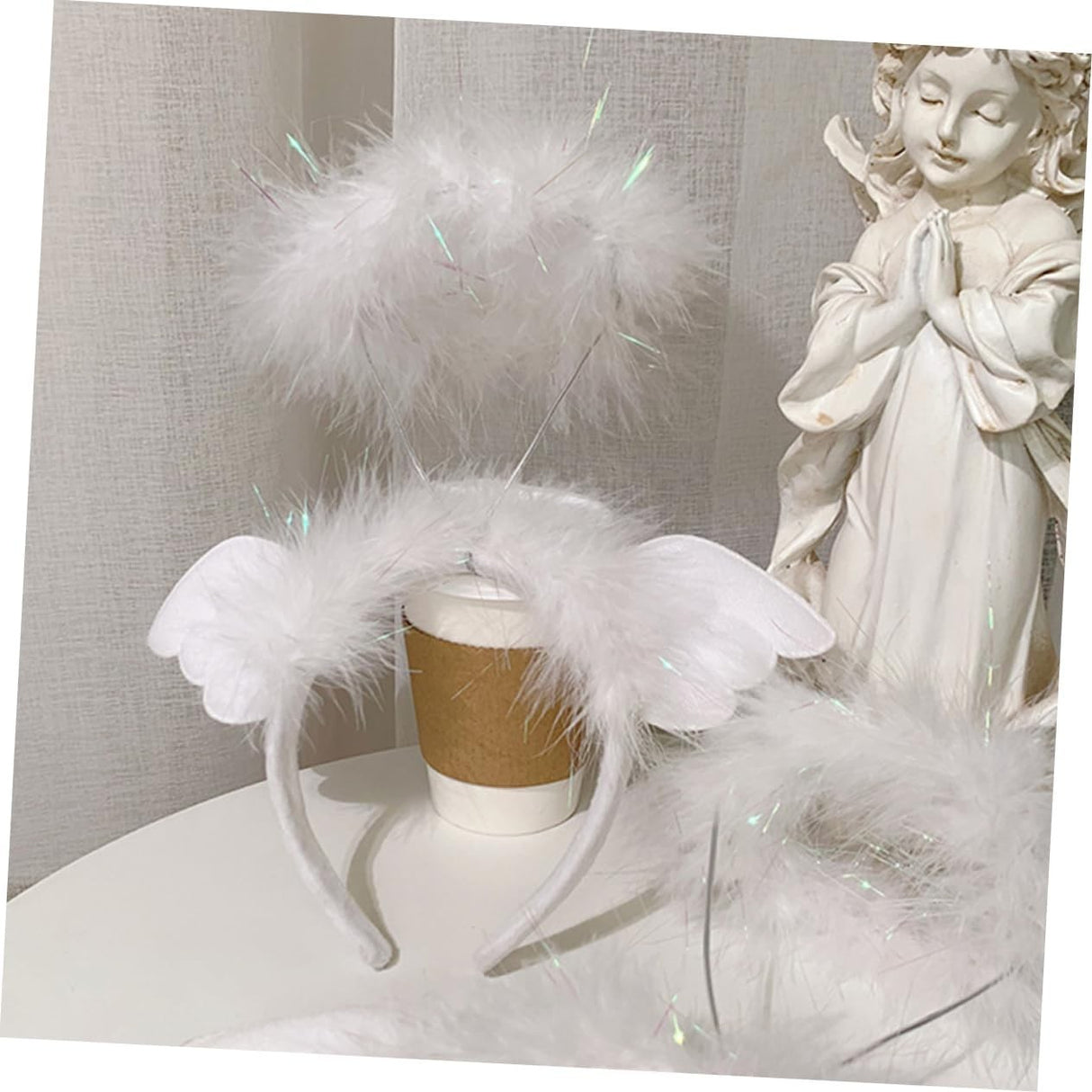 Coronita de Ingeras pentru Copii, Flippy, Bentita cu Aura, Marime Universala, Alb