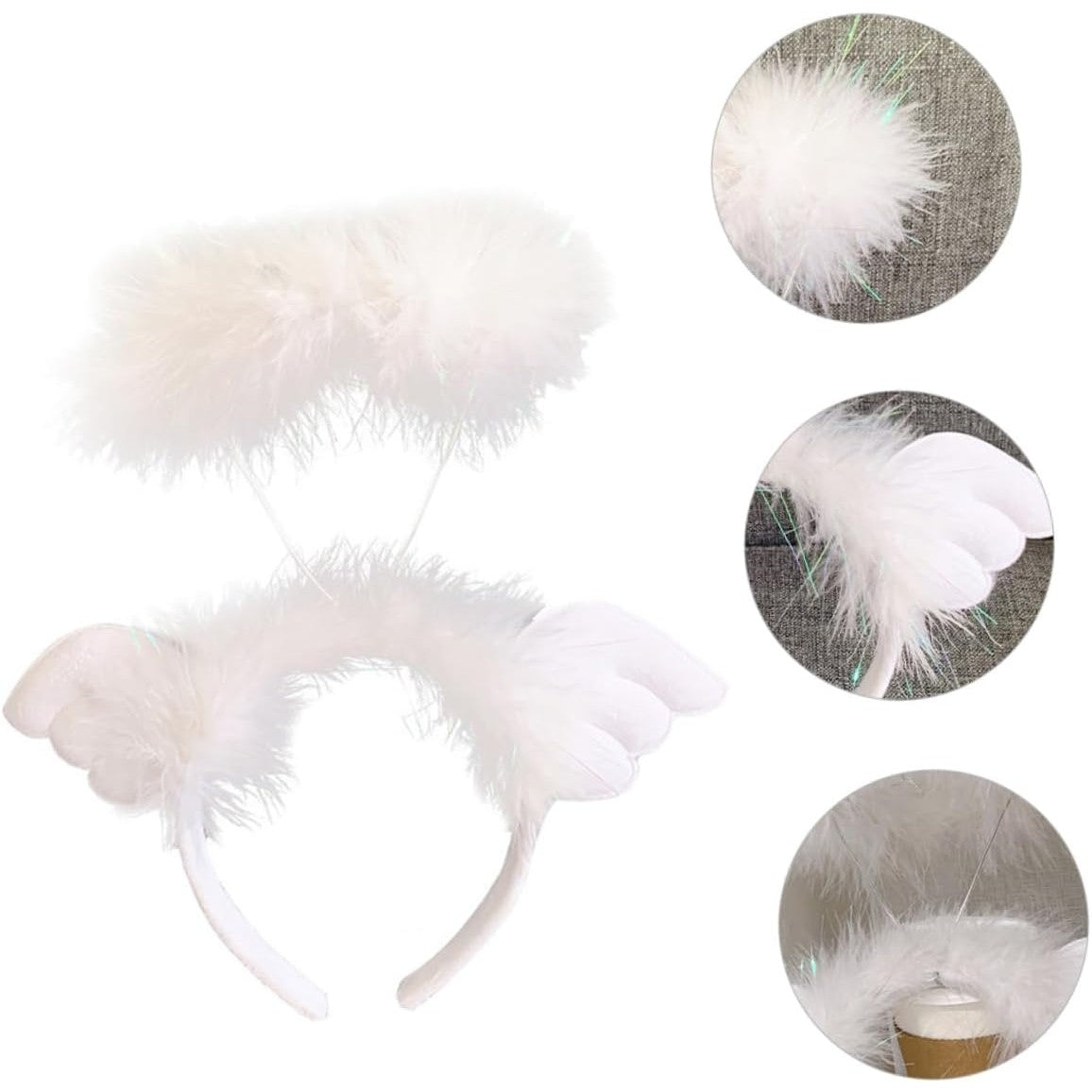 Coronita de Ingeras pentru Copii, Flippy, Bentita cu Aura, Marime Universala, Alb