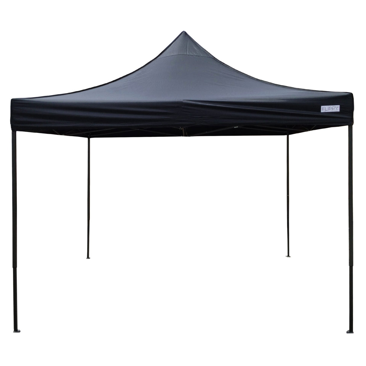 Cort pavilion pliabil Flippy 3x3m negru, cadru metal ranforsat, vedere frontală desfășurat