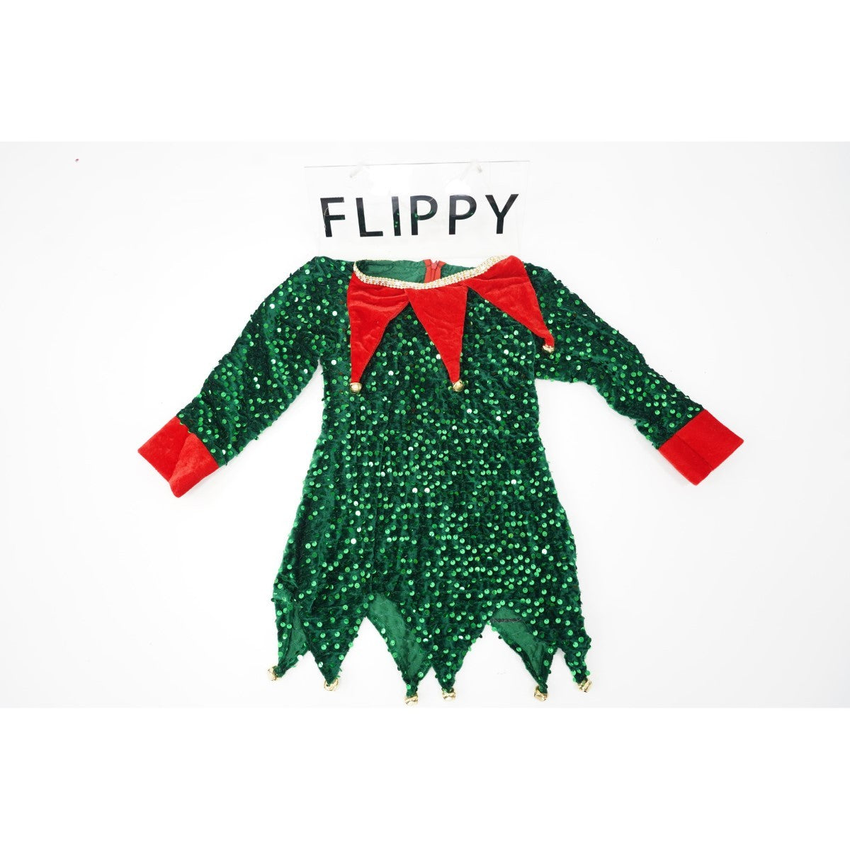 Costum Craciun, Flippy, Spiridus, rosu, 10 - 13 ani, catifea - vivimall.ro