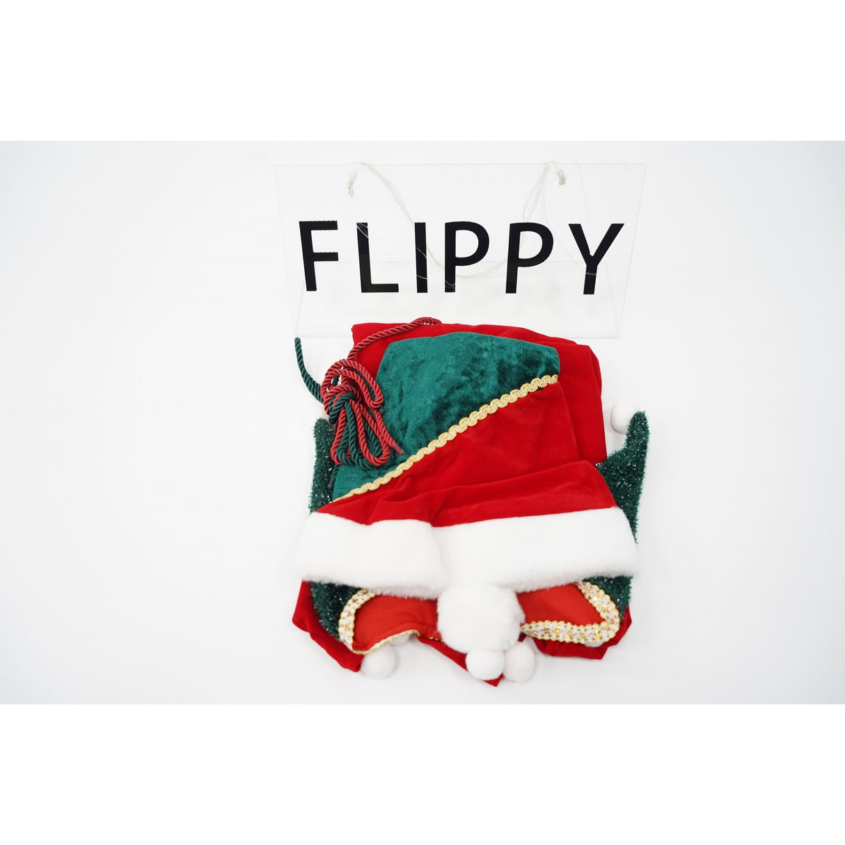 Costum Craciun, Flippy, Spiridus, rosu, 7 - 9 ani, catifea - vivimall.ro