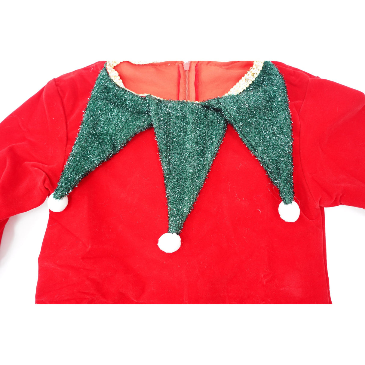 Costum Craciun pentru Fetite, Vivimall, Spiridus, rosu, 4 - 6 ani, catifea - vivimall.ro