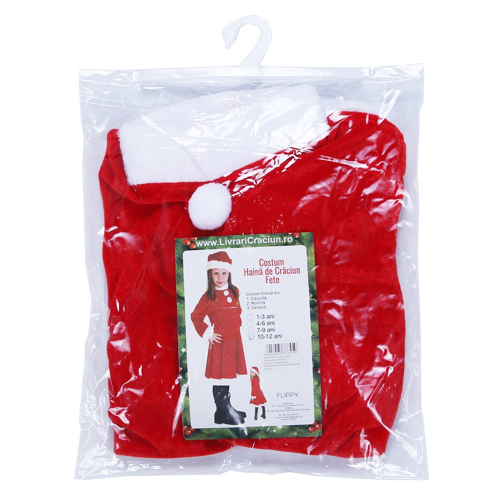 Costum Craciunita Flippy® Fata, 10-12 ani, 3 piese, Catifea - vivimall.ro