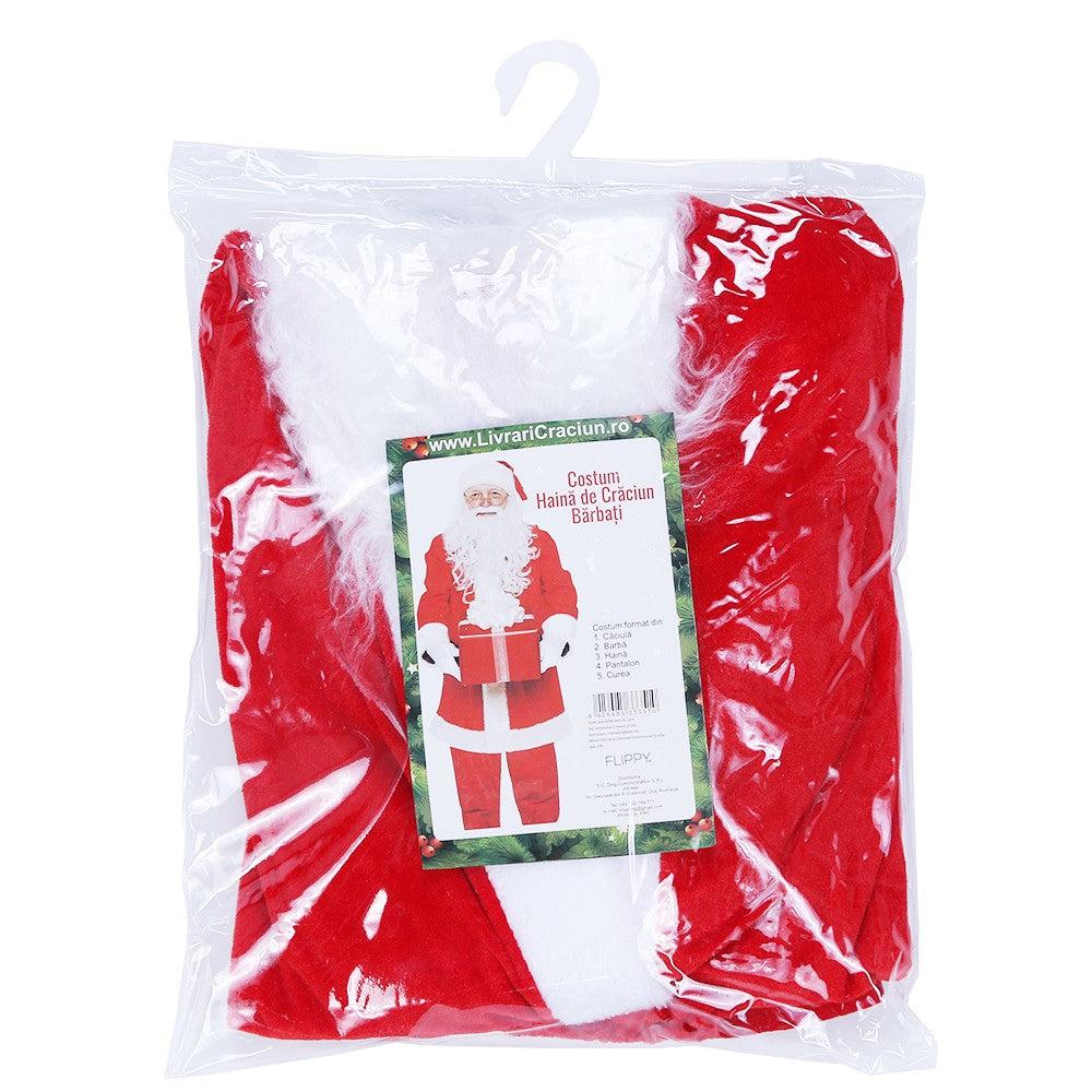 Costum Mos Craciun Flippy® Barbat, Adult, 5 piese, Catifea - vivimall.ro