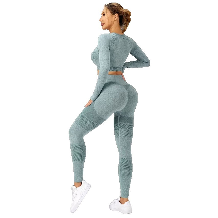 Costum Sport de Dama, Vivimall, pentru Yoga, Talie Inalta, Top Scurt, Elastic, Verde Menta, Marime M - vivimall.ro
