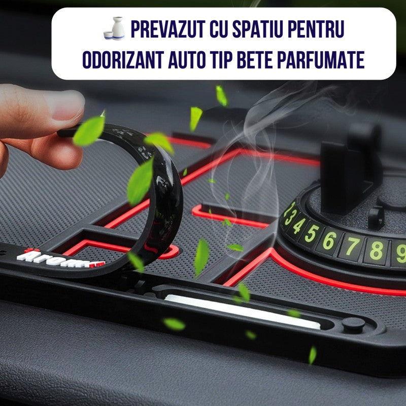 Covoras Pad/Suport Auto 4 In 1 Anti Alunecare Bord, Universal, Suport Auto Telefon, Tableta, Gps, Rotire 360 ° Multifuntional, Numar Telefon, Aroma