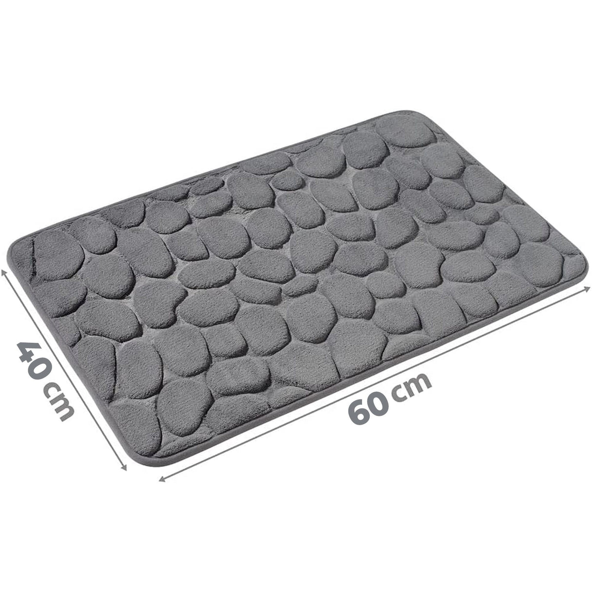 Covoras pentru Baie Antiderapant, Flippy, Uscare Rapida, Model 3D Piatra, 40x60 cm, Gri