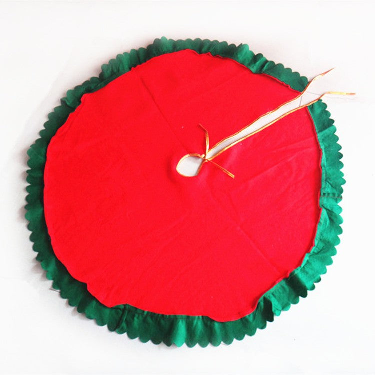 Covoras pentru Bradul de Craciun, Flippy, din Tesatura Pufoasa, cu Fundite de Prindere, Model Mos Craciun, Rosu/ Verde, Diametru 90 cm - vivimall.ro