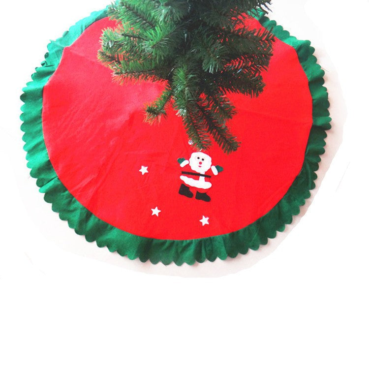 Covoras pentru Bradul de Craciun, Flippy, din Tesatura Pufoasa, cu Fundite de Prindere, Model Mos Craciun, Rosu/ Verde, Diametru 90 cm - vivimall.ro