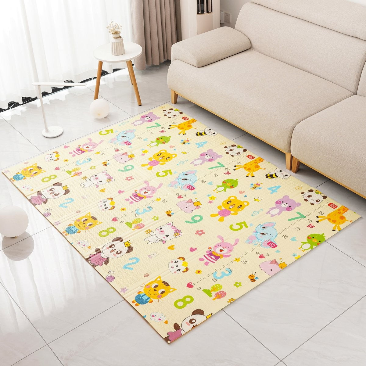 Covoras Pentru Copii, Cu 2 Fete, Din Xpe+Pe, Impermeabil, Antiderapant, Protectie Termica, +3 Luni, Pliabil