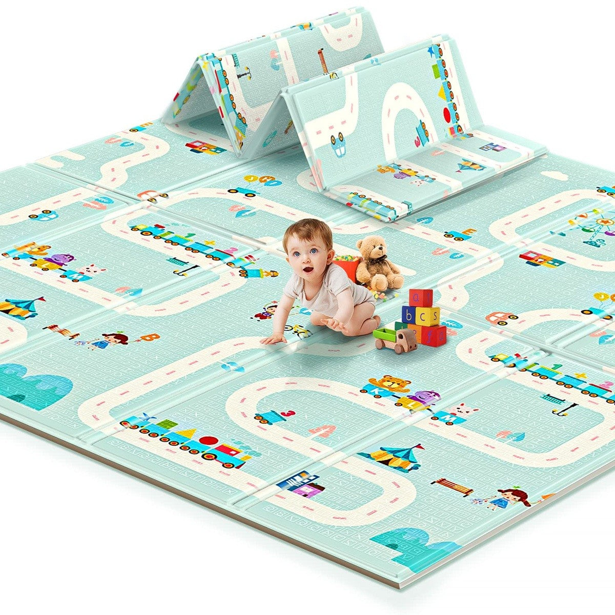 Covoras Pentru Copii, Cu 2 Fete, Din Xpe+Pe, Impermeabil, Antiderapant, Protectie Termica, +3 Luni, Pliabil