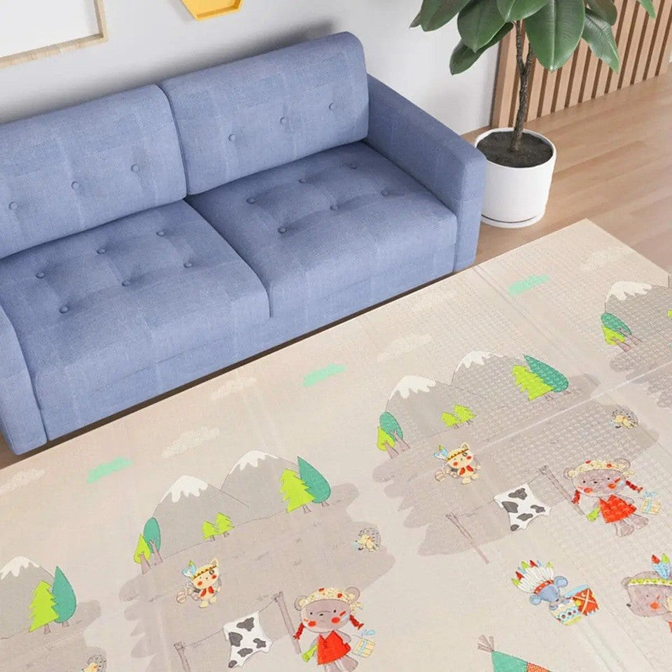 Covoras Pentru Copii, Cu 2 Fete, Din Xpe+Pe, Impermeabil, Antiderapant, Protectie Termica, +3 Luni, Pliabil