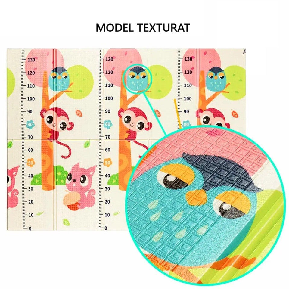 Covoras Pentru Copii, Cu 2 Fete, Din Xpe+Pe, Impermeabil, Antiderapant, Protectie Termica, +3 Luni, Pliabil