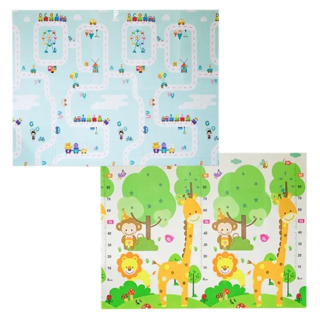 Covoras Pentru Copii, Cu 2 Fete, Din Xpe+Pe, Impermeabil, Antiderapant, Protectie Termica, +3 Luni, Pliabil - vivimall.ro