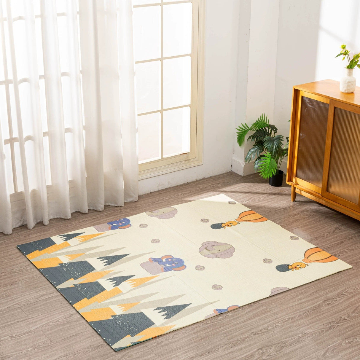 Covoras Pentru Copii, Cu 2 Fete, Din Xpe+Pe, Impermeabil, Antiderapant, Protectie Termica, +3 Luni, Pliabil