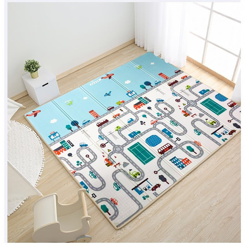 Covoras Pentru Copii, Cu 2 Fete, Din Xpe+Pe, Impermeabil, Antiderapant, Protectie Termica, +3 Luni, Pliabil