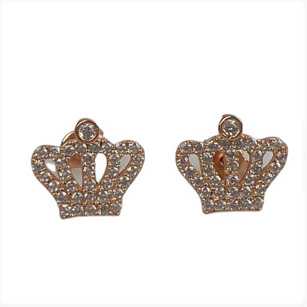 Cercei Argint 925 Coronite, Suflati cu Aur Roz - vivimall.ro