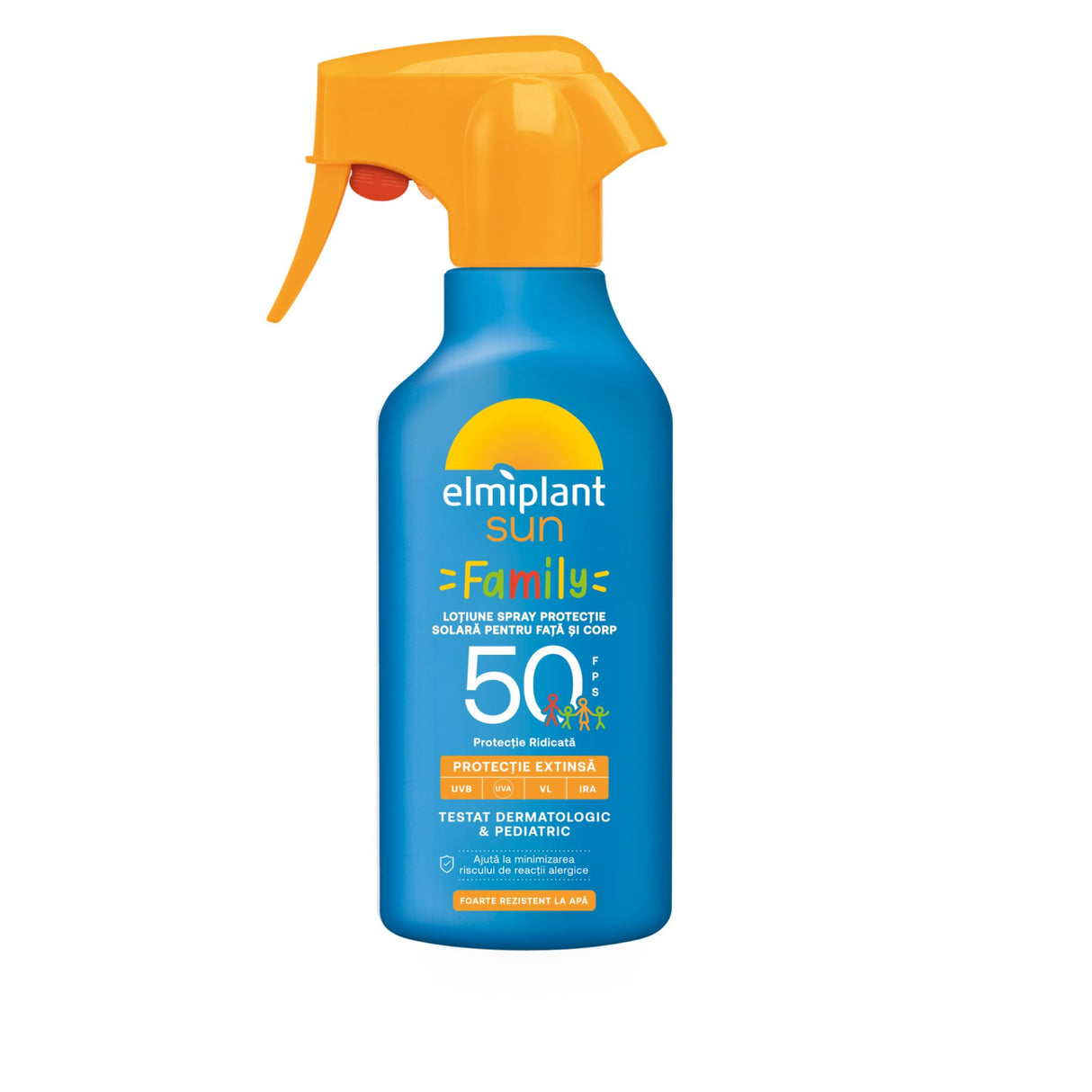 Crema de Soare Pentru Familie, Lotiune Spray Pentru Protectie Solara Pentru Fata si Corp, Elmiplant Sun, Family, SPF 50, 270 ml - vivimall.ro