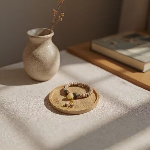 Farfurie din Lemn, Vivimall, Rotunda, pentru Alimente sau Decor, 10 x 1.5 cm, Natur - vivimall.ro