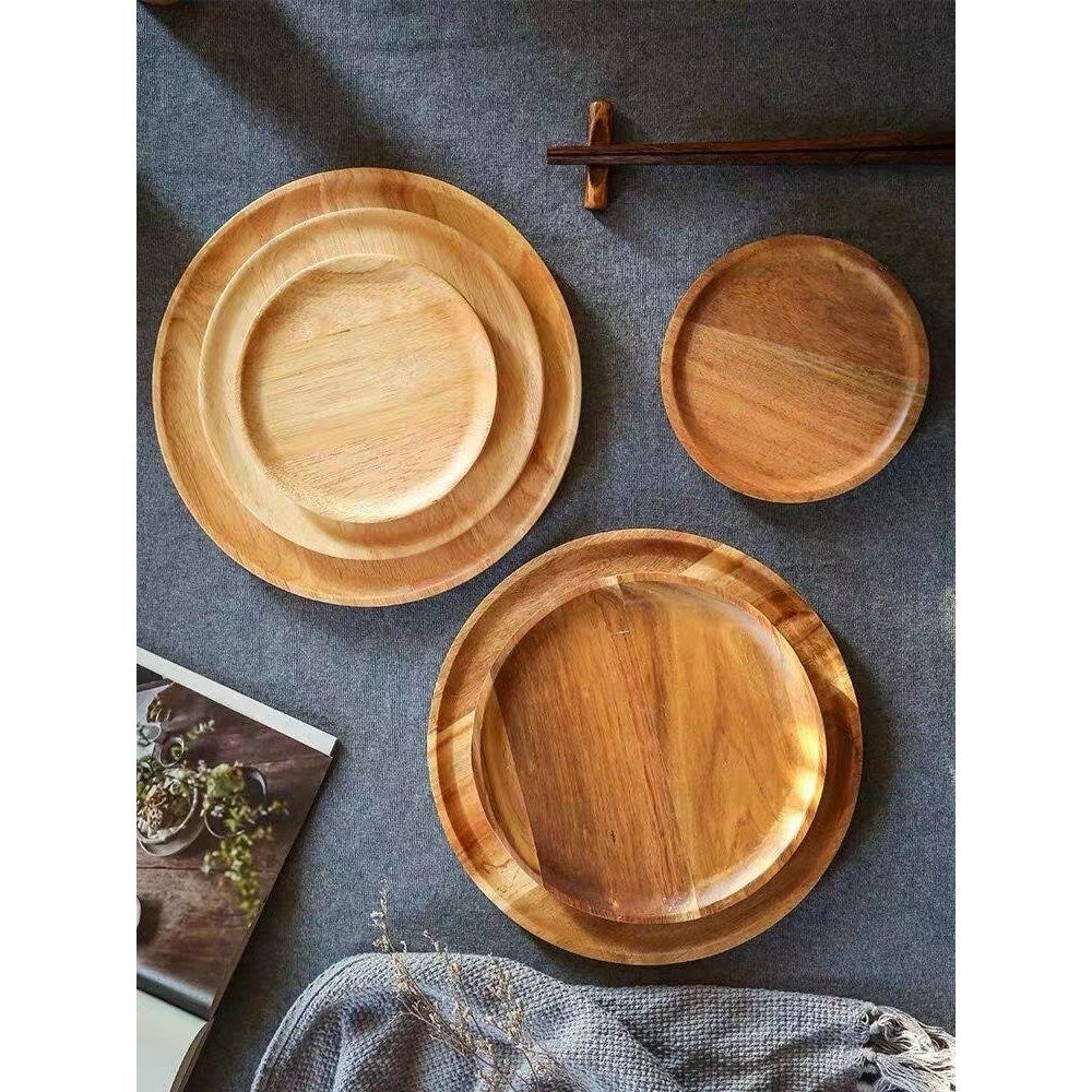 Farfurie din Lemn, Vivimall, Rotunda, pentru Alimente sau Decor, 20 x 1.5 cm, Natur - vivimall.ro