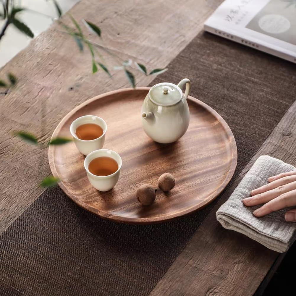 Farfurie din Lemn, Vivimall, Rotunda, pentru Alimente sau Decor, 30 x 1.5 cm, Natur - vivimall.ro