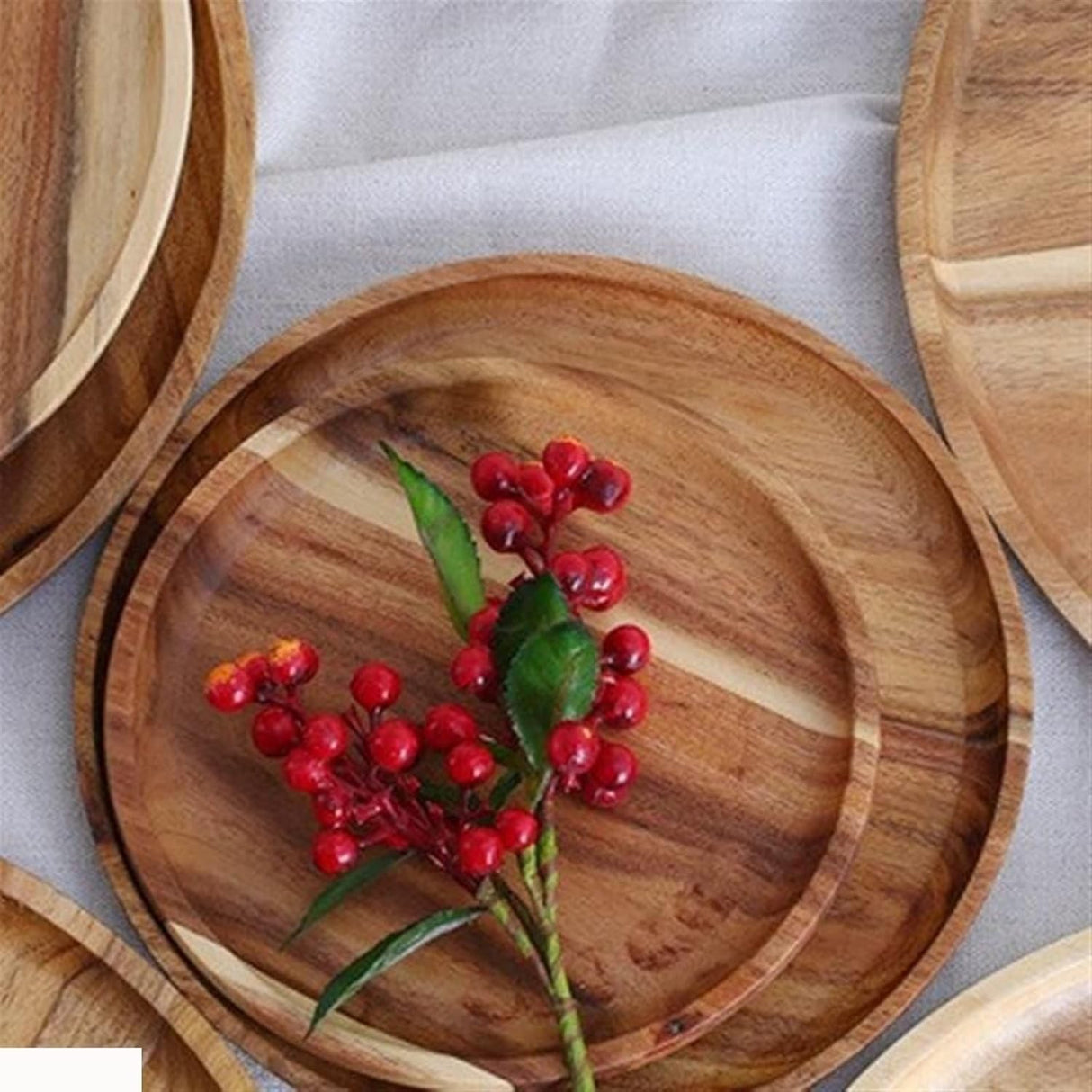 Farfurie din Lemn, Vivimall, Rotunda, pentru Alimente sau Decor, 30 x 1.5 cm, Natur - vivimall.ro
