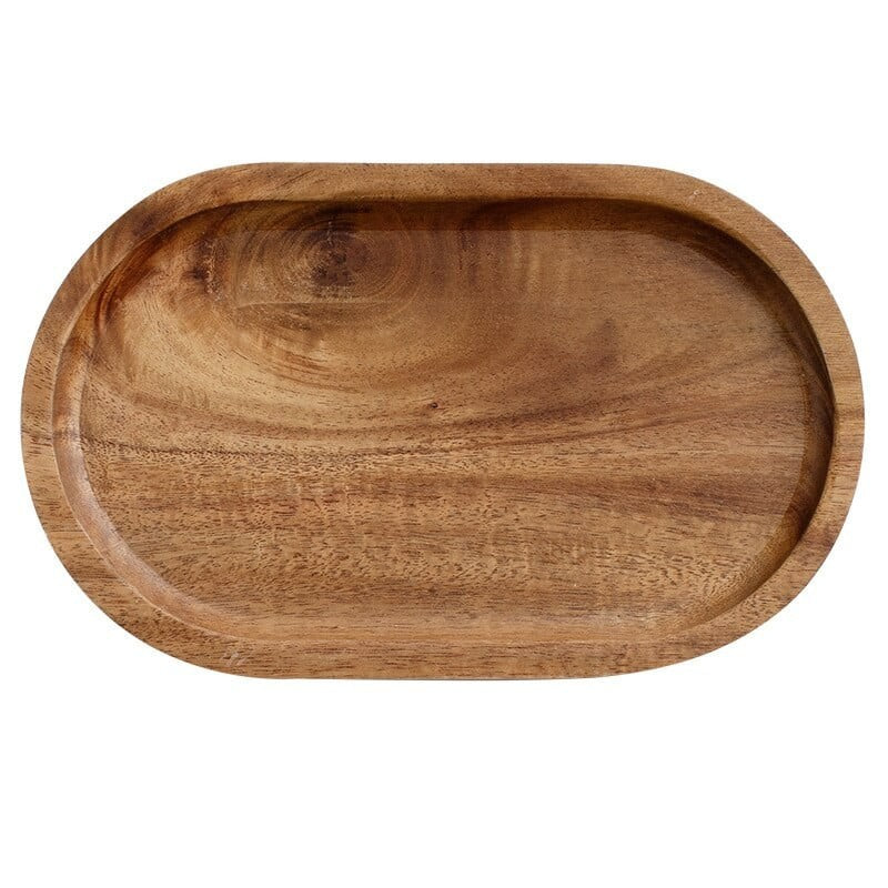 Tava din Lemn, Vivimall, Ovala, pentru Alimente sau Decor, 20 x 12 x 1.5 cm, Natur - vivimall.ro