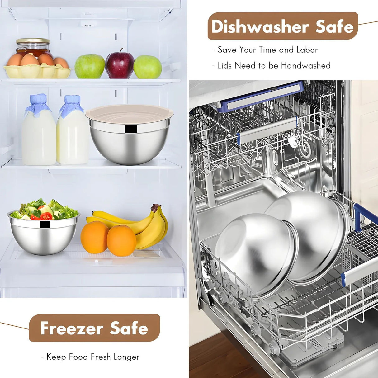 Set 6 Boluri pentru Mixare si Depozitare, Flippy, Inox Premium , Capace Ermetice, 3 Accesorii Razuire si Feliere, Interior Gradat, Design Nestable, Argintiu - vivimall.ro