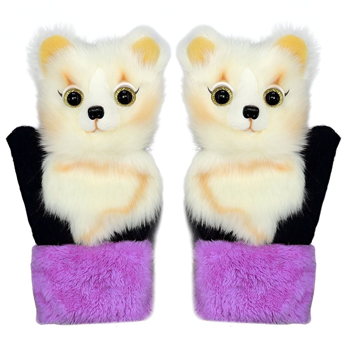 Manusi de Plus pentru Copii, Flippy, de Iarna, Groase, Moi, Calduroase, Model Animat Vulpe Alba