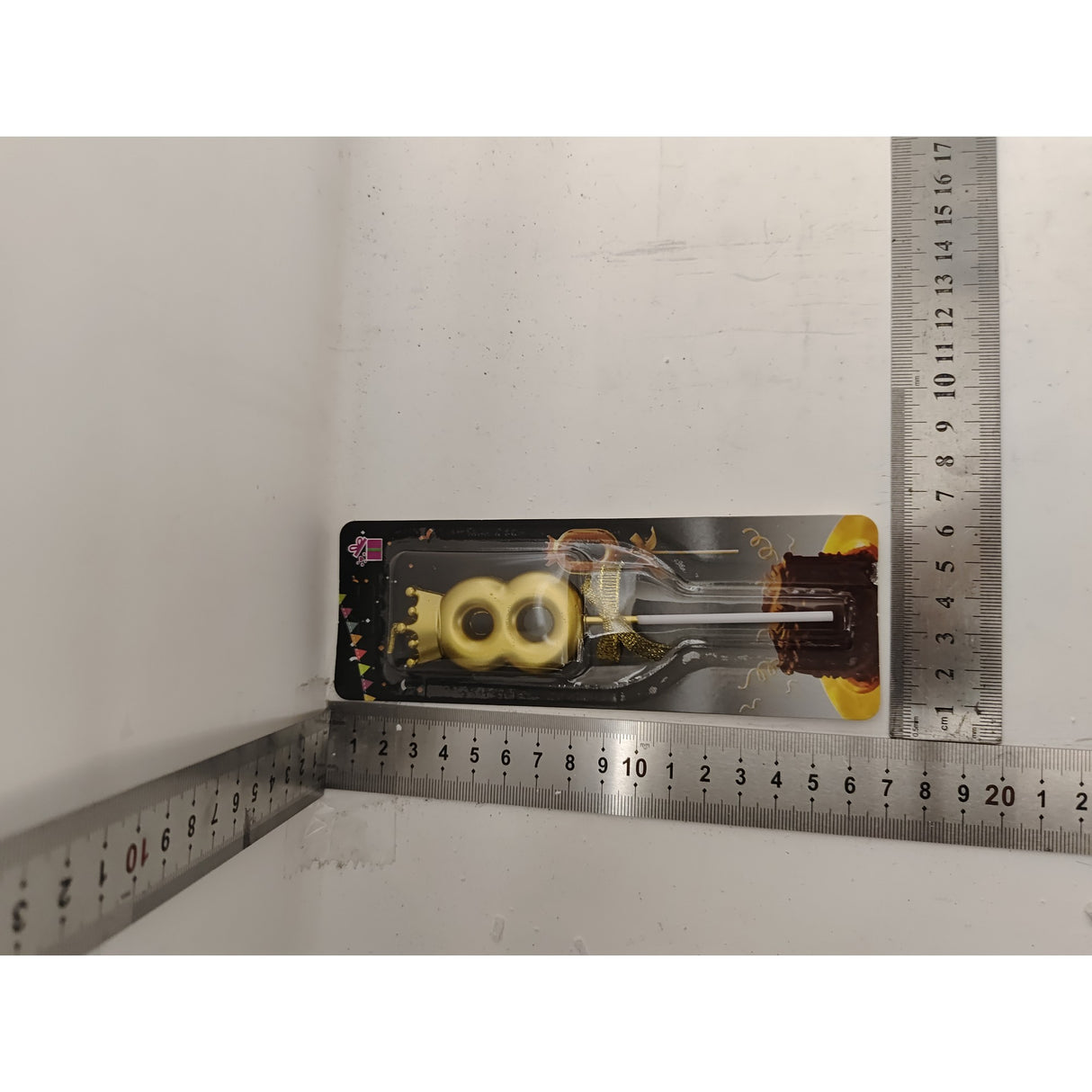 Lumanare pentru Tort Cifra 8, Model Coroana, Gold, Vivimall, Party - vivimall.ro