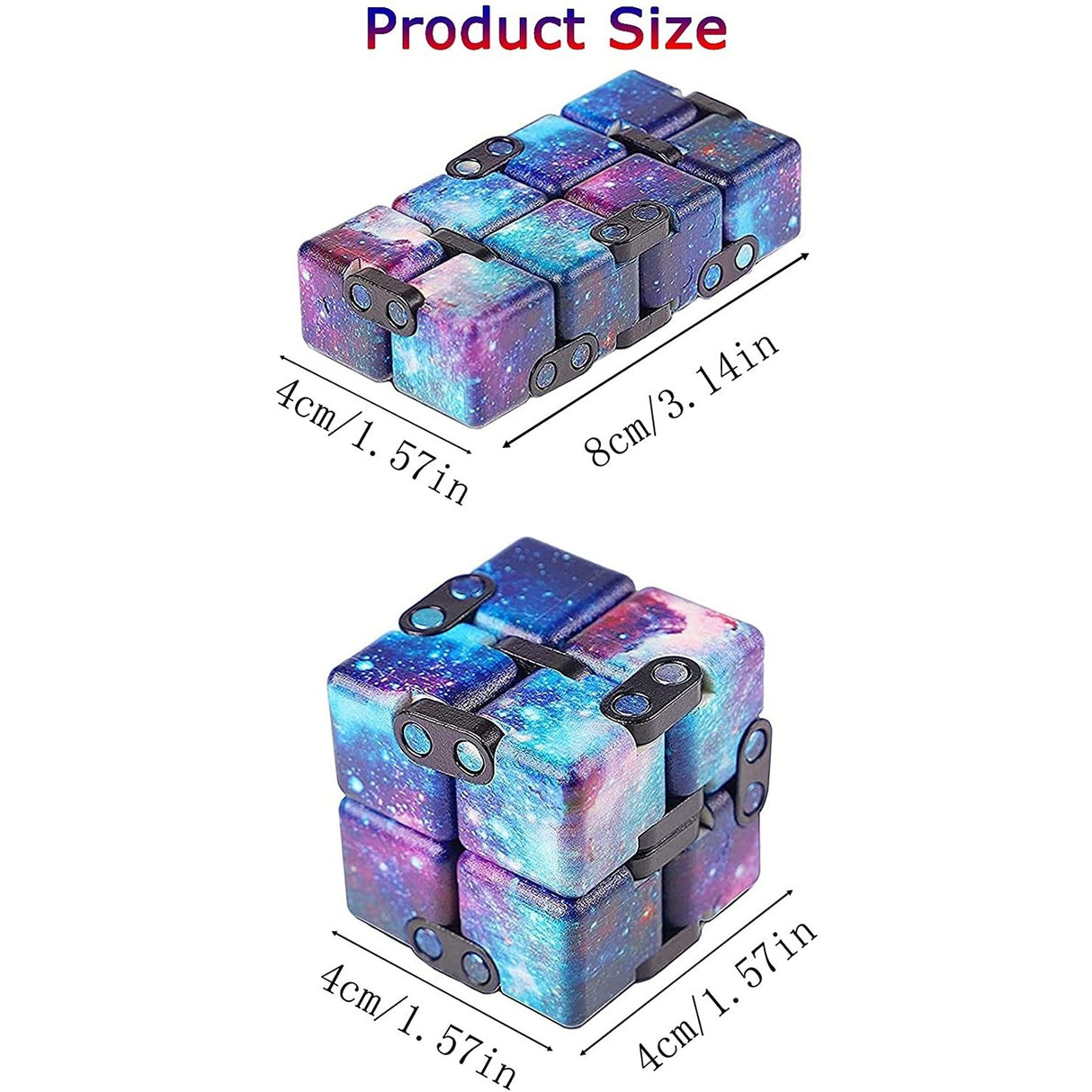 Cub antistres, Fidget Toy, Infinity Magic Cube, Galaxy, 4x4x4 cm - vivimall.ro