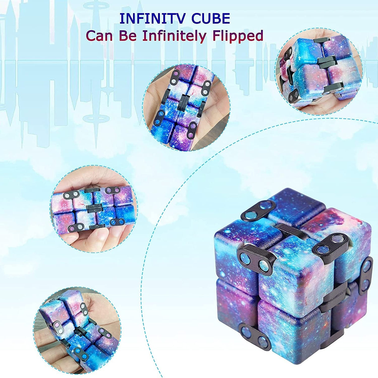 Cub antistres, Fidget Toy, Infinity Magic Cube, Galaxy, 4x4x4 cm - vivimall.ro